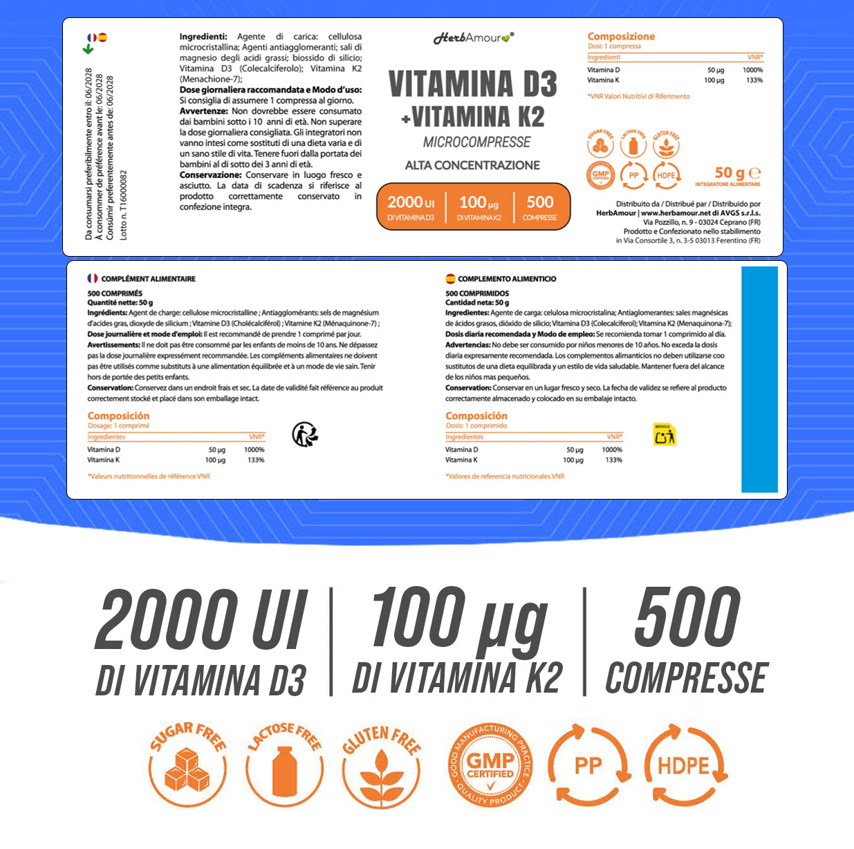 HerbAmour® Vitamina D3 + K2