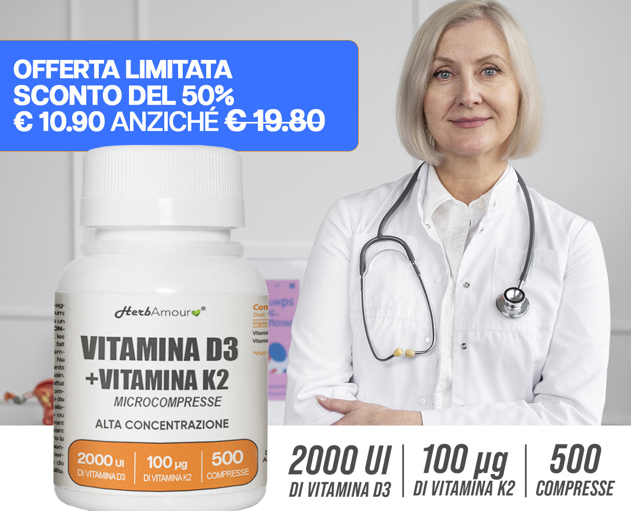 HerbAmour® Vitamina D3 + K2